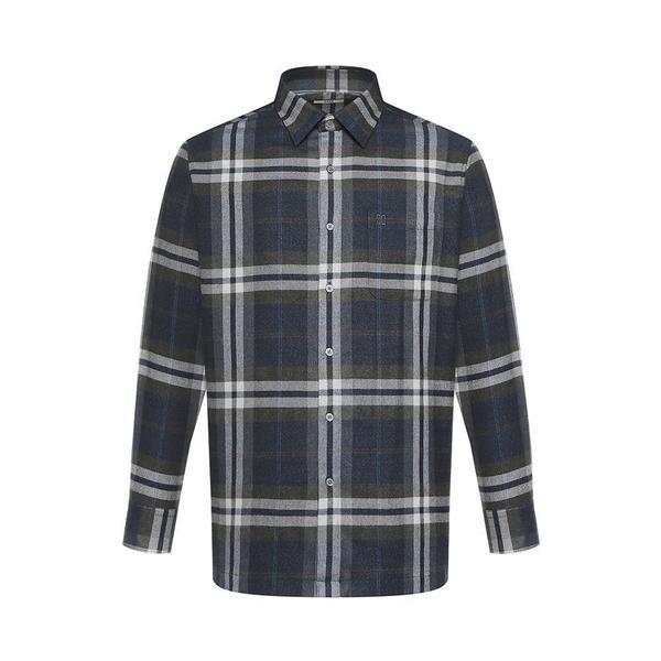 裏起毛ポリ混紡ラージチェックシャツ レギュラーフィット ネイビー___DKW2SHCL136N1