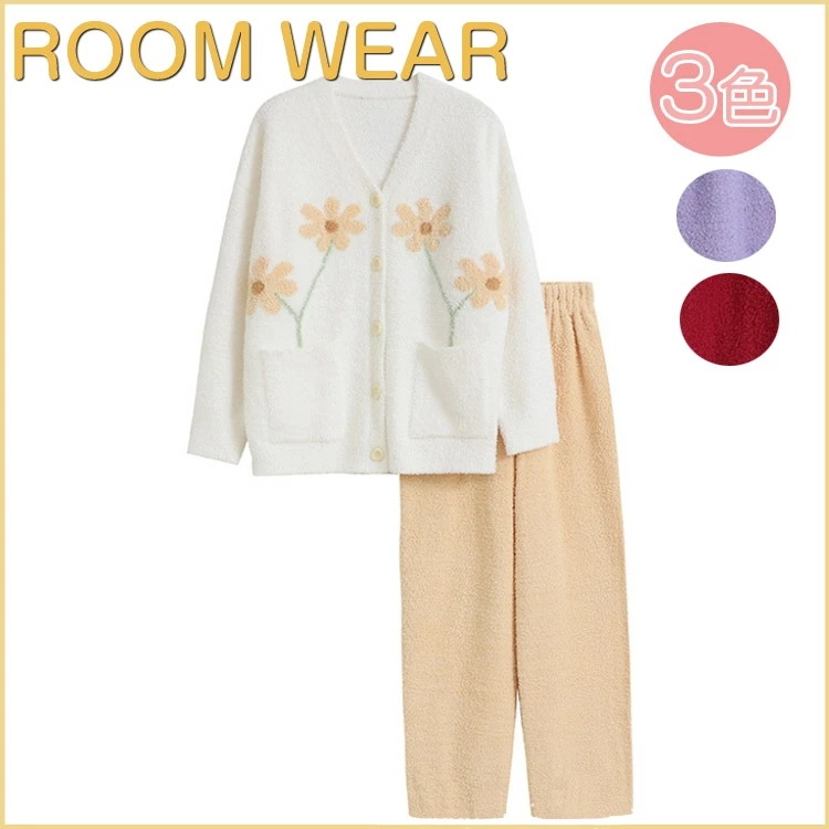 お急ぎくださいルームウェア 上下セット 冬 パジャマ レディース 長袖 もこもこ ルームウェア レディース かわいい ルームウェア 秋冬 パジャマ 前開き あったかい 上下 モコモコ パジャマ 部屋着