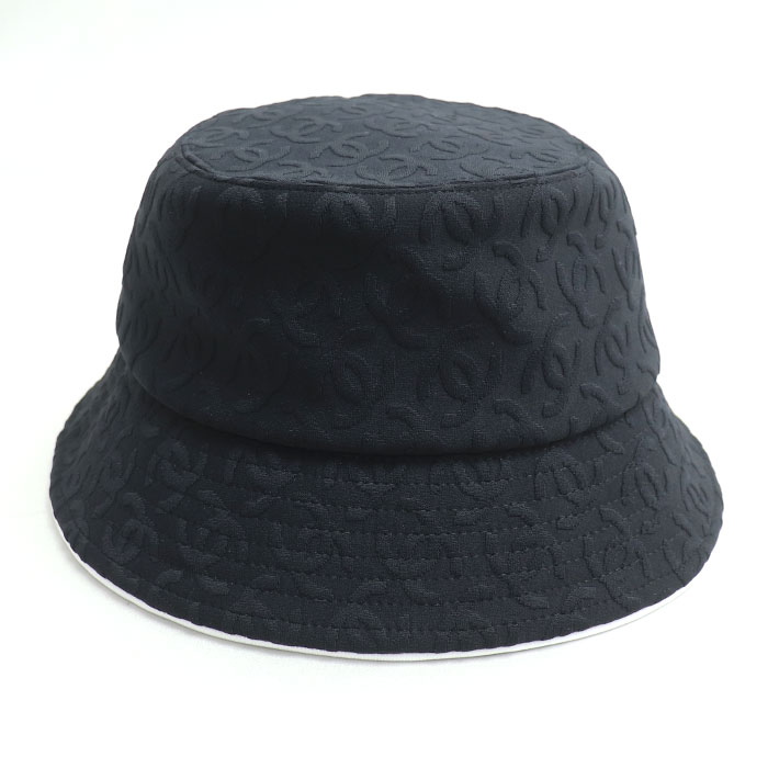 CHANEL シャネル ココマーク柄 バケットハット ハット ブラック AAA955 S ミックスファイバー レディース 中古 美品