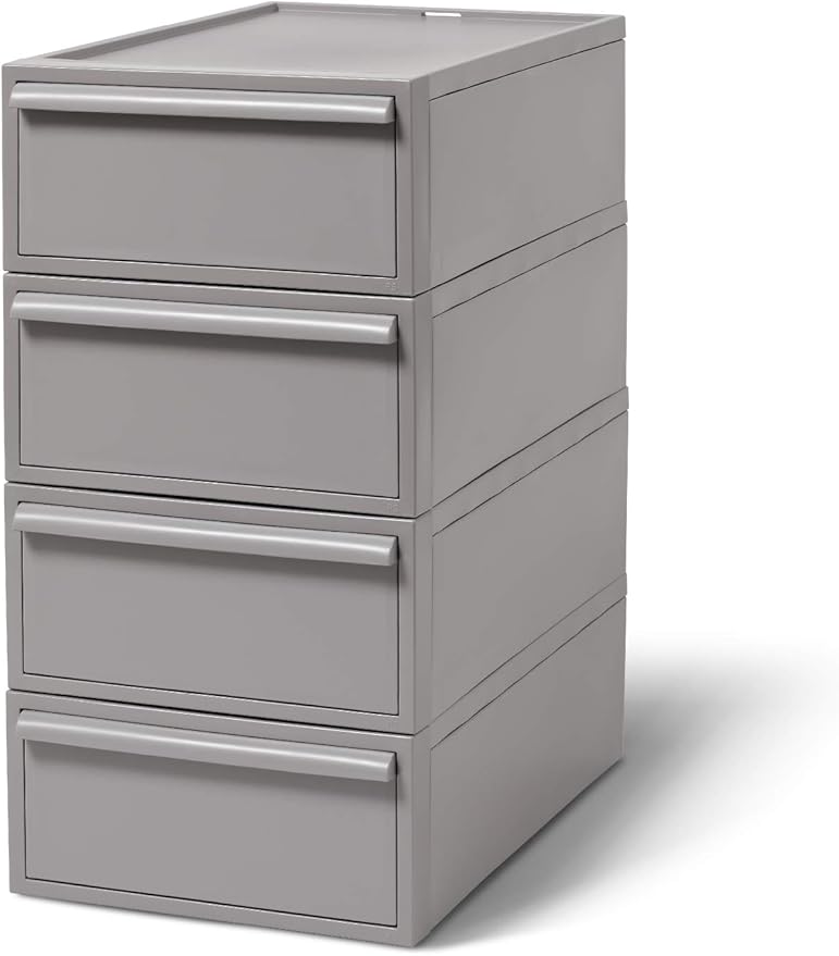 収納ボックス クローゼットシステム 引出し (S) 4個組 オールグレー CS-D1 4P 奥行き52cm クローゼット収納にピッタリ