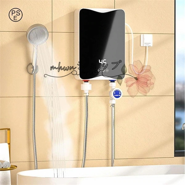 電気給湯器 温水器ミニ小型電気温水ヒーターインスタント温水器3秒速度加熱 3500W LCDディスプレイ温度 過熱保護 節電 節水 水温30℃55℃調節可能 防水設計