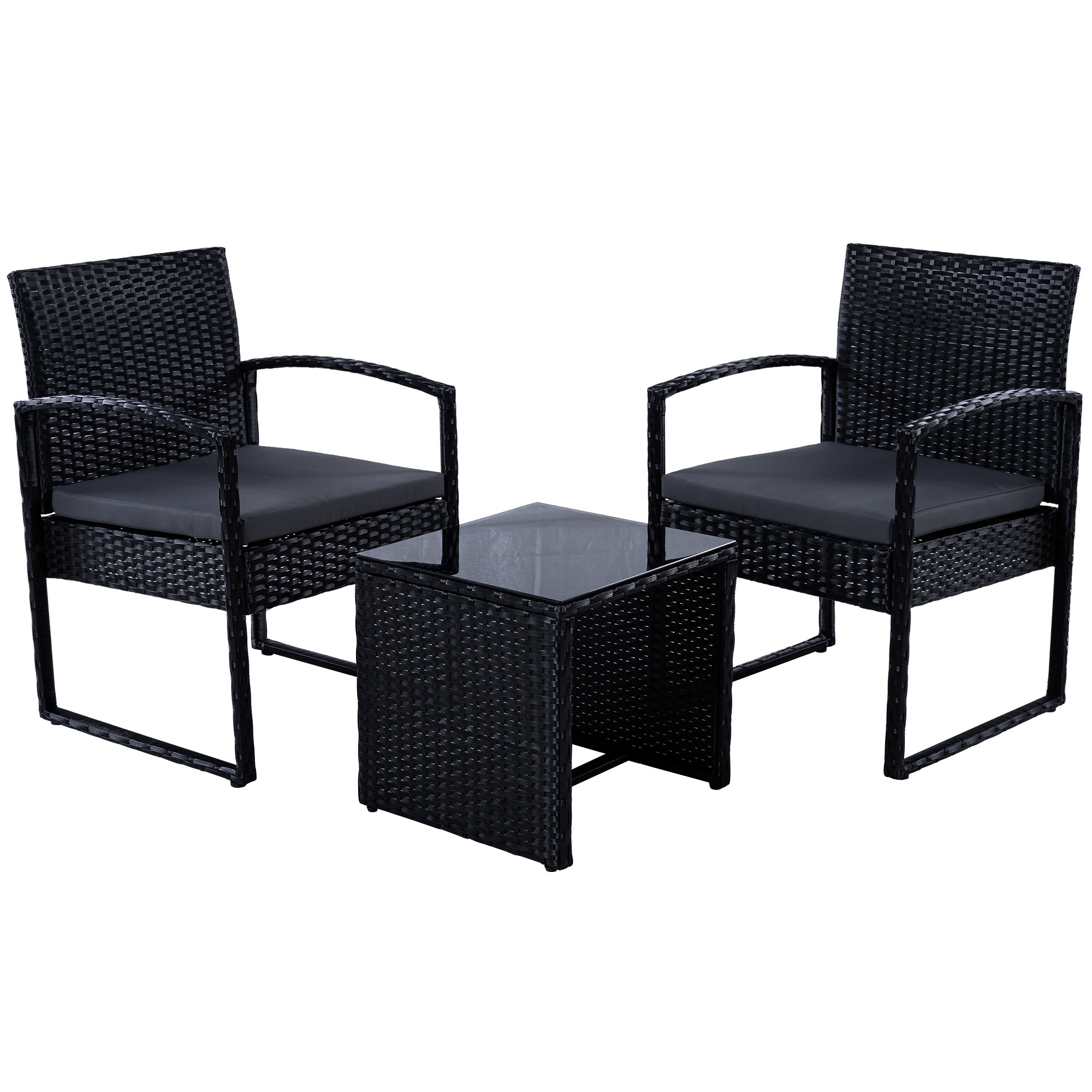 1952【元SKU:WF318611】ラタン調 ガーデンファニチャー 3点 ガーデンテーブル ガーデンチェアー ラタン調 テーブル 家具 樹脂 ホテル カフェ ベランダ テラス 屋外家具 高級 ソファ