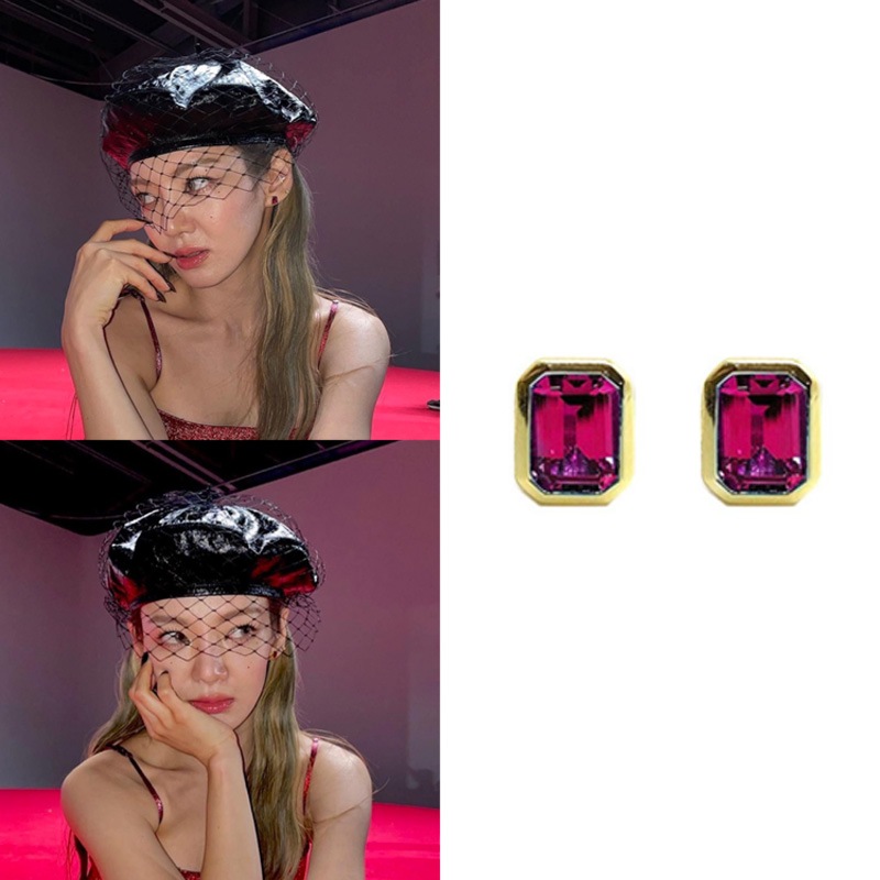 [少女時代 ヒョヨン/TWICEナヨン着用] シャトレ プチ レッド イヤリング 韓国女性アクセサリー 韓国ファッション