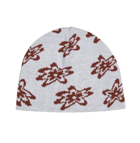 【aeae】 JACQUARD FLOWER BEANIE : COOL GREY