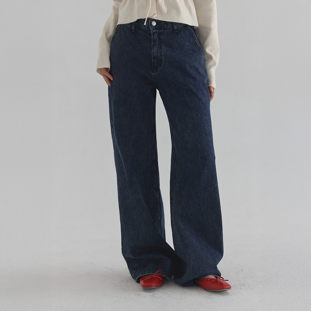 クリティーストライプデニムワイドパンツ