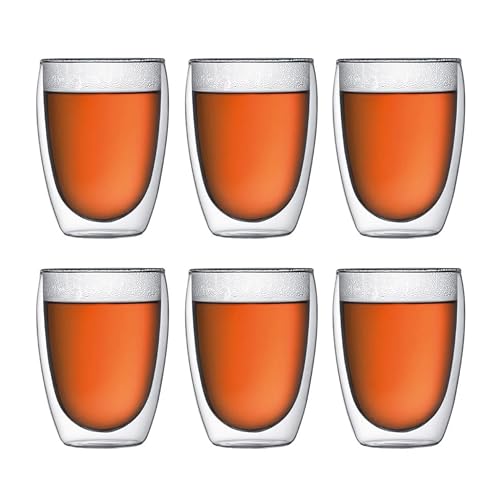 BODUM ボダム グラス コップ タンブラー PAVINA パヴィーナ ダブルウォールグラス 350ml 6個セット 保温保冷性 二重構造 耐熱ガラス 電子レンジ可 オーブン可 食洗器可 冷凍庫可
