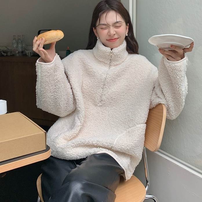 アウター ジャケット レディース 長袖 ハイネック プルオーバー ハーフジップ ポケット ミディアム丈 かわいい 大人可愛い きれいめ シンプル 上品 おしゃれ かっこいい カジュアル こなれ感 個性