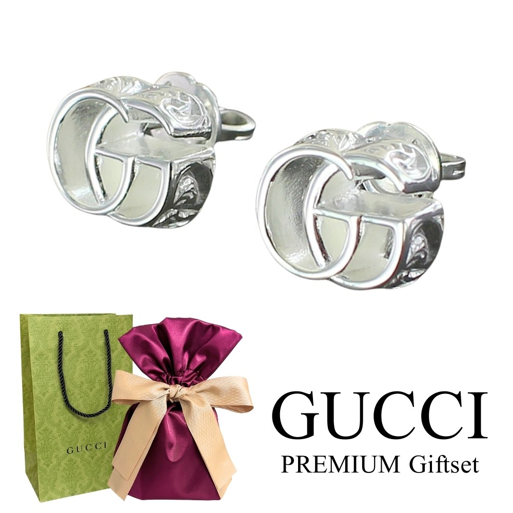 ラッピング済 ギフトセット グッチ 純正ショッパー付き ピアス ダブルG 両耳 GGロゴ シルバー925 GUCCI レディース メンズ ユニセックス アクセサリー おしゃれ 誕生日 プレゼント 記念