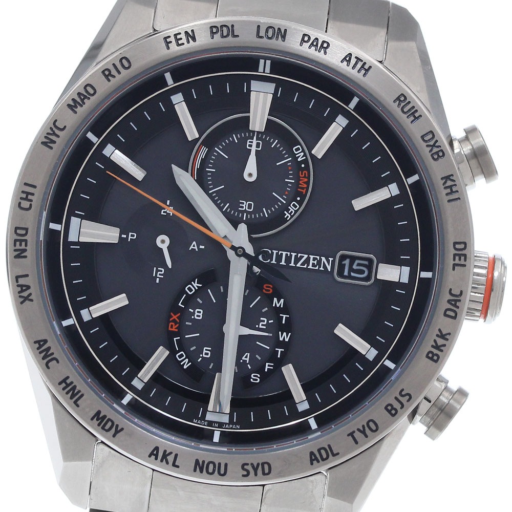 シチズン CITIZEN AT8181-63E/H800-T025862 アテッサ エコドライブ ソーラー電波 メンズ 美品 _954711【中古】