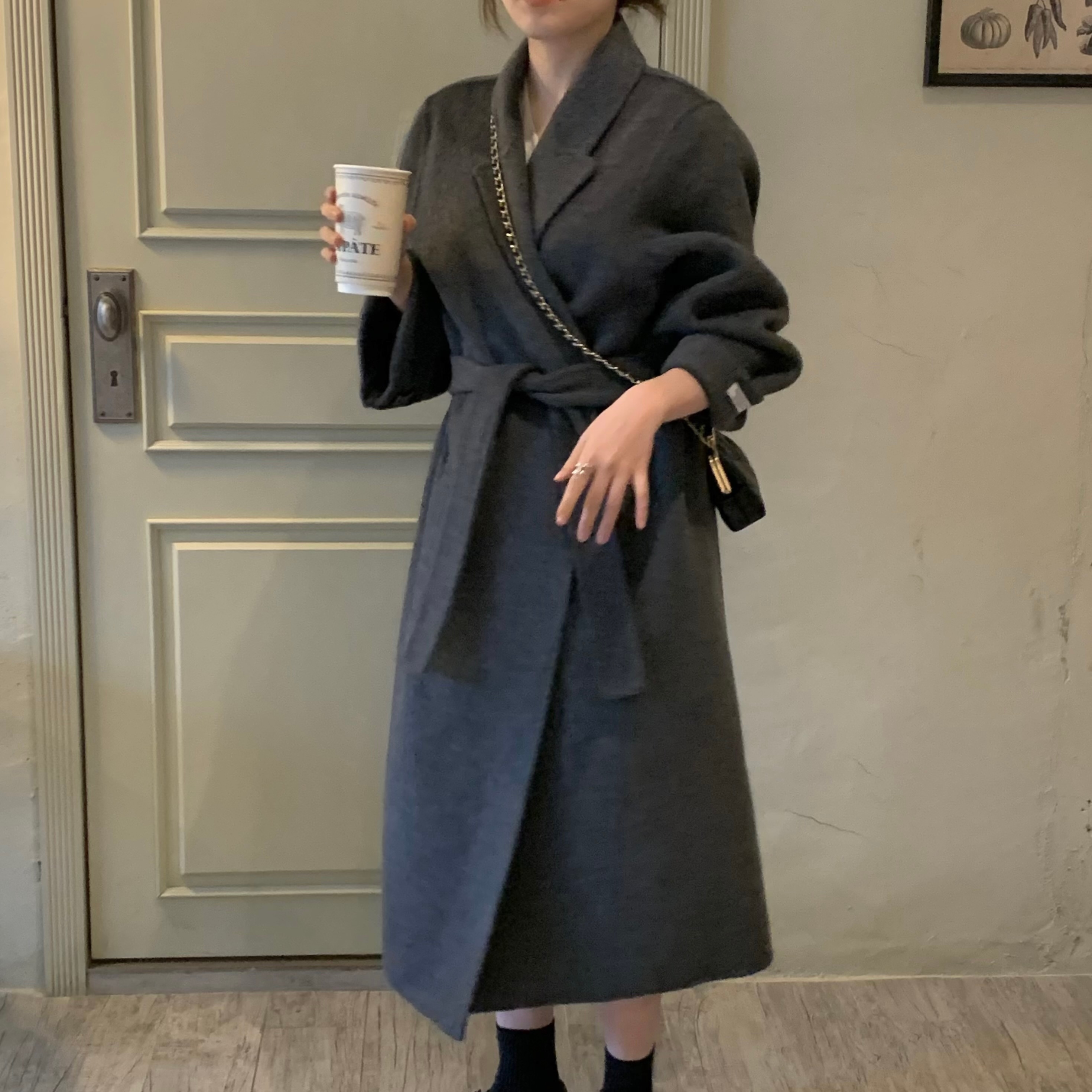 [ウール100/高級感があります] ロゼ ハンドメイド コート