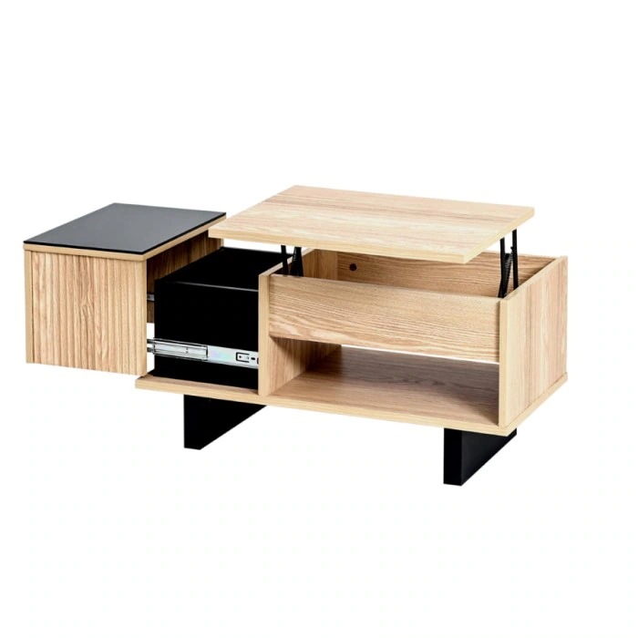 和モダン リフティングテーブル ローテーブル FWM-0003-NABK ナチュラルブラック