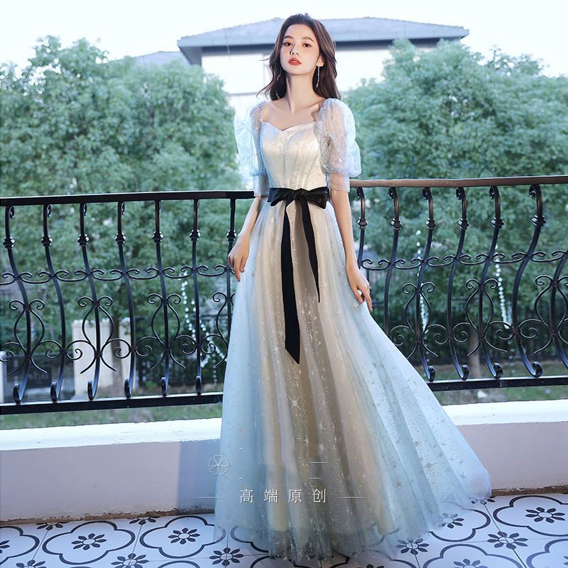 マーメイド裾 フリル袖 Vネック ドッキング ワンピ レディース フレア ロングワンピース フォーマル パーティー 着痩せ 同窓会 結婚式 披露宴 卒業式 演奏会 成人式 大人 ド 二次