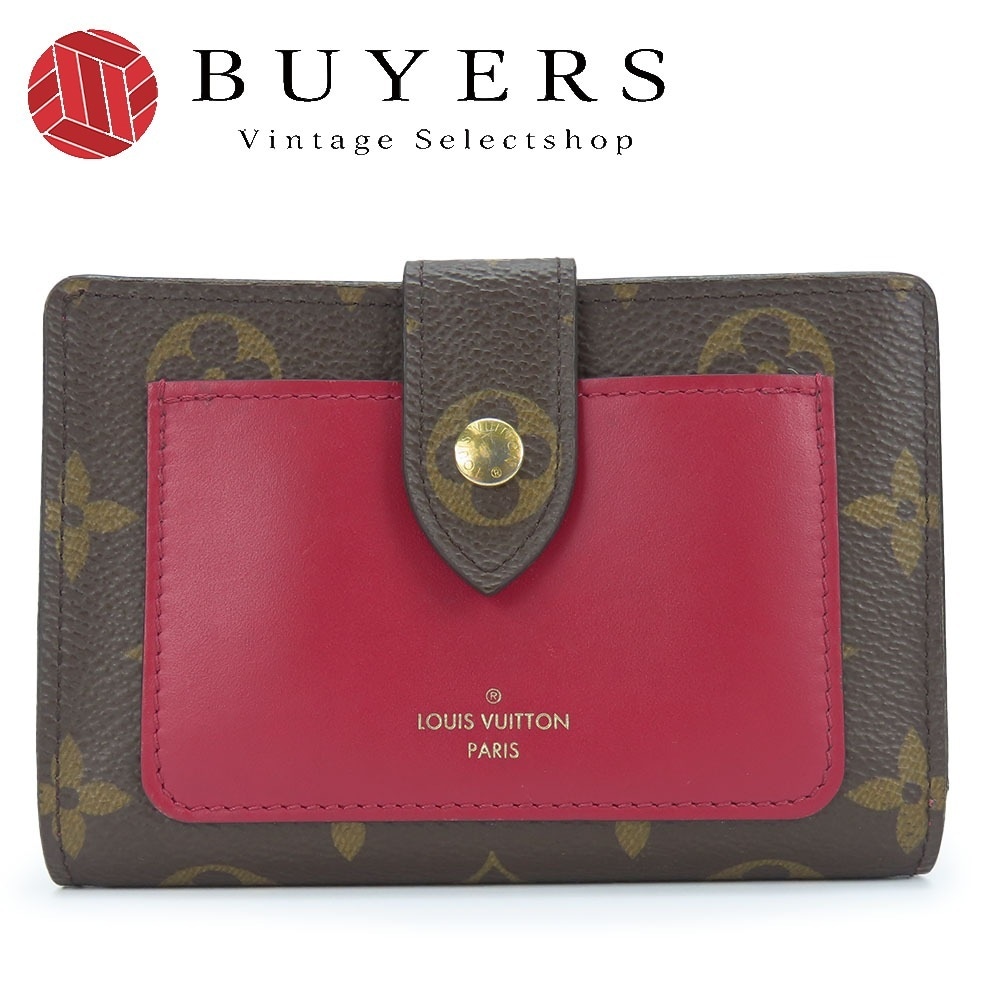 中古 二つ折り財布 ポルトフォイユジュリエット M69433 モノグラム フューシャ ピンク ゴールド金具 コンパクト レディース 女性