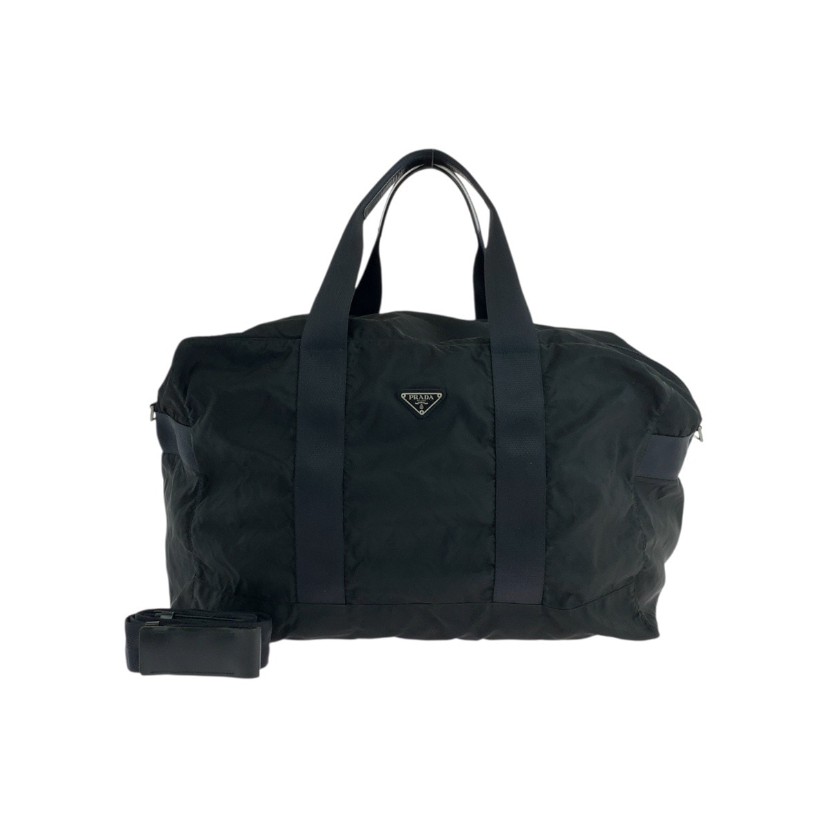 テスート 三角ロゴプレート ブラック 黒 シルバー金具 ナイロン/レザー ボストンバッグ ショルダーバッグ レディース 504012