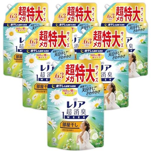 Lenor レノア 超消臭1WEEK 柔軟剤 部屋干し おひさまの香り 詰め替え 2,060mL×6袋 [大容量] [ケース品]