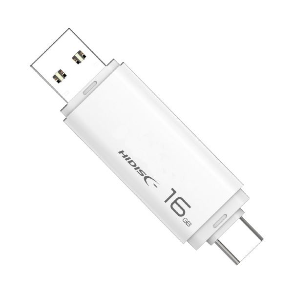 (まとめ) HIDISC USBメモリー Type-C/A 16GB ホワイト HDUF134C16G3C (×5セット)