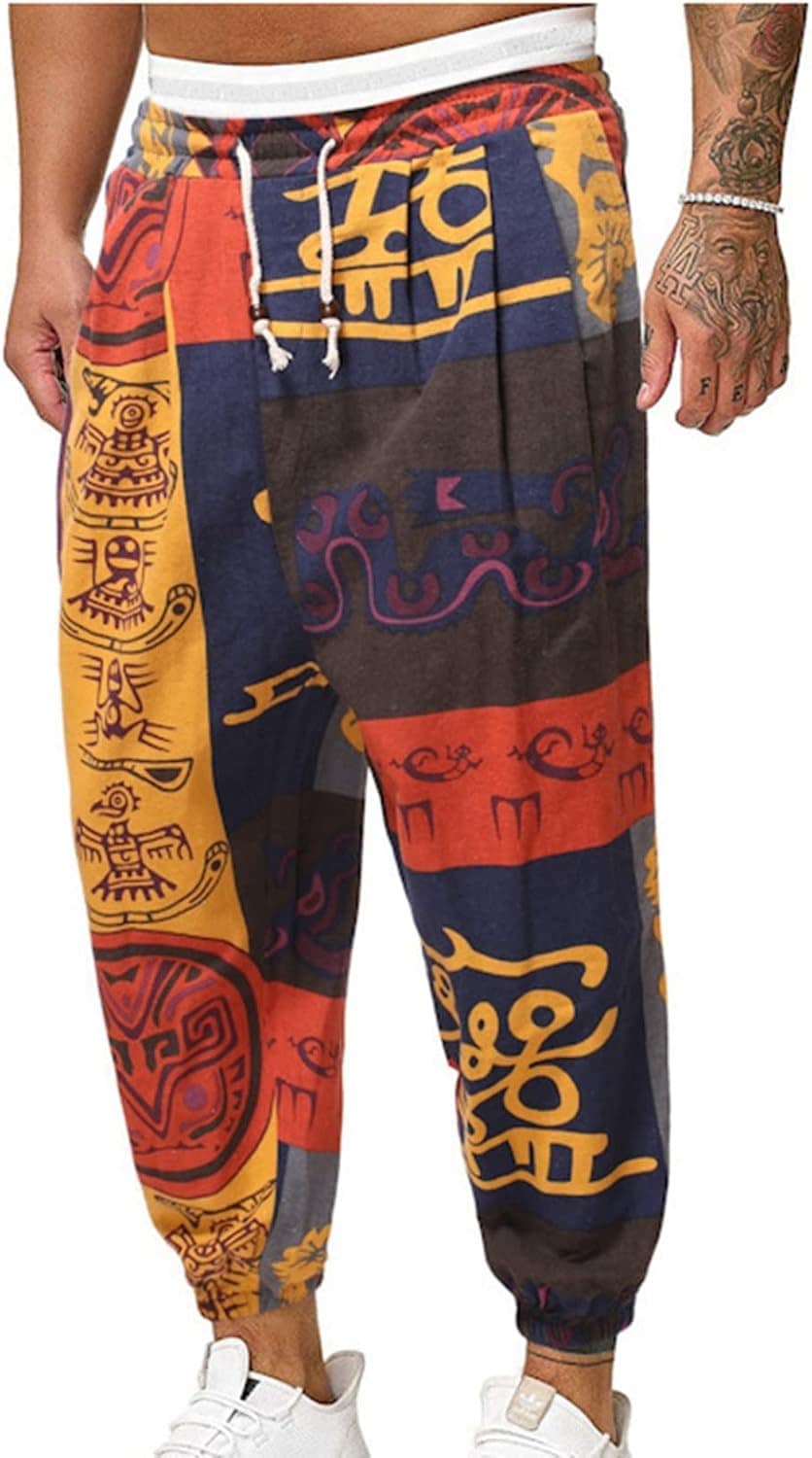 リネンパンツ 9分丈 メンズ ロングパンツ エスニック柄 オシャレ ジョガーパンツ M~5XL ウエストゴム紐 長ズボン ストリートファション ヒップホップ カジュアル 7,946円