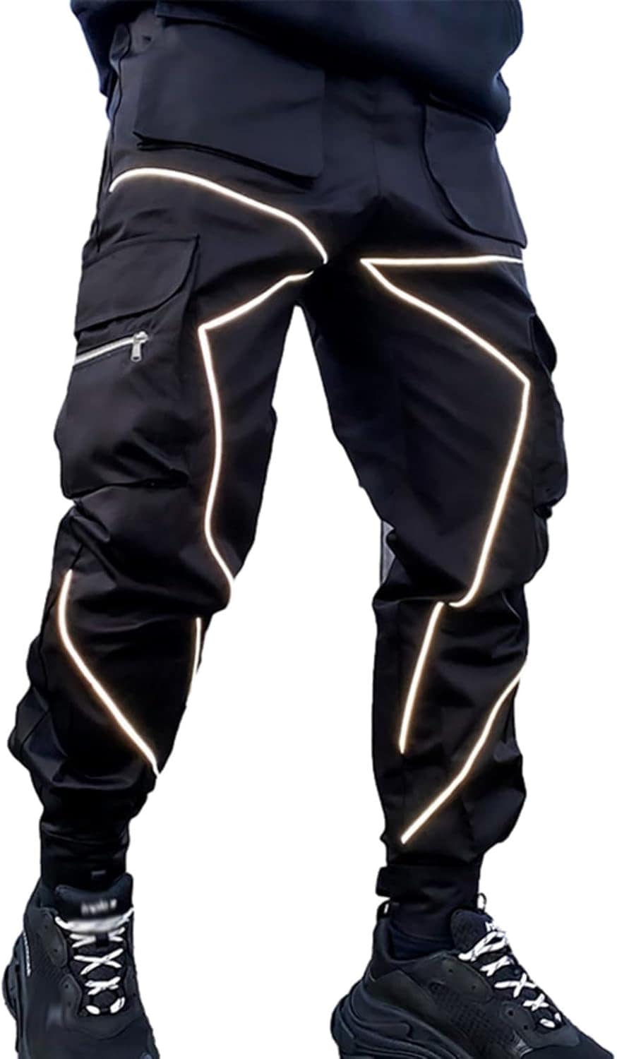 カーゴパンツ 作業パンツ メンズ ウエストゴム ロングパンツ 左右不対称 マルチポケット 無地 テーパード イージーパンツ 軽い かっこいい お洒落 男性用 カジュアル Y2K 原宿 V系 パンク 春