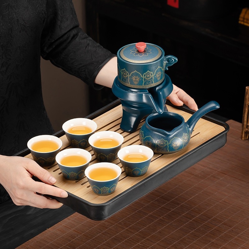 青古韻怠け者火傷防止ポットセラミック黒鉛自動カンフー茶器セット家庭用リビングでお茶を飲む