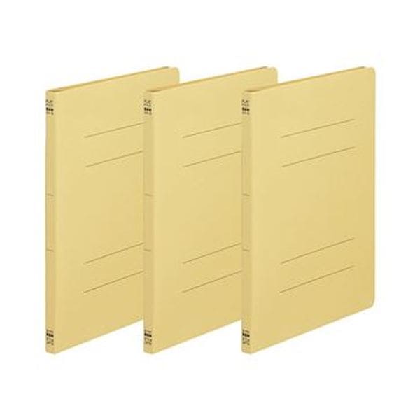 （まとめ）TANOSEE フラットファイル（ノンステープルタイプ）A4タテ 150枚収容 背幅18mm 黄 1パック（3冊）(×100セット)
