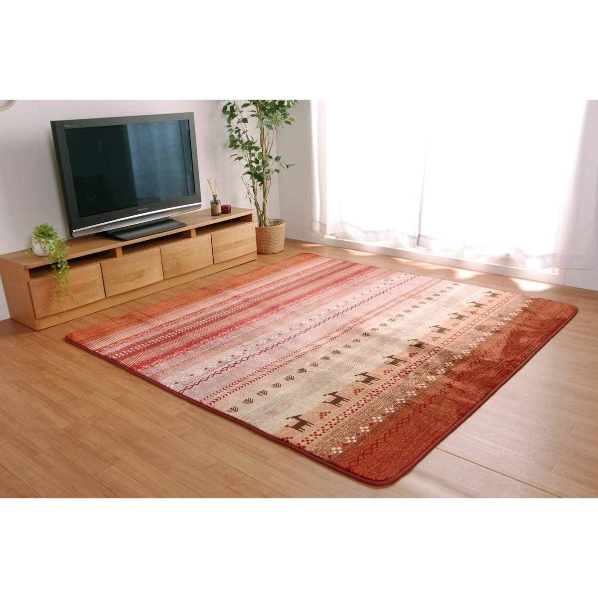 【i】【代引不可】 イケヒコ ラグ マット 床暖房 ホットカーペット対応 長方形 DXラディ 約200×250cm オレンジ 柔らか #5667989【北海道・沖縄・離島不