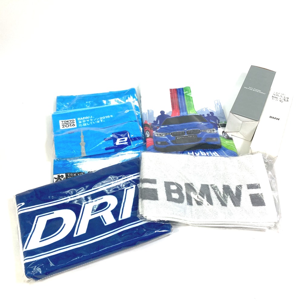 BMW ビーエムダブリュー タオル 東京マラソン タオル5 タンブラー 非売品/水筒 ノベルティ/フェイスタオル コットン ブルー