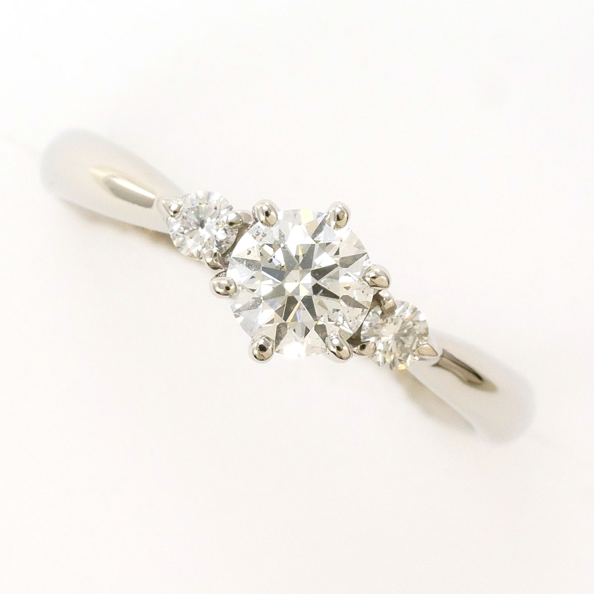 PT900 プラチナ リング・指輪 7号 ダイヤモンド 0.334ct ダイヤモンド 0.07ct SI1 鑑定書 総重量約2.7g 中古