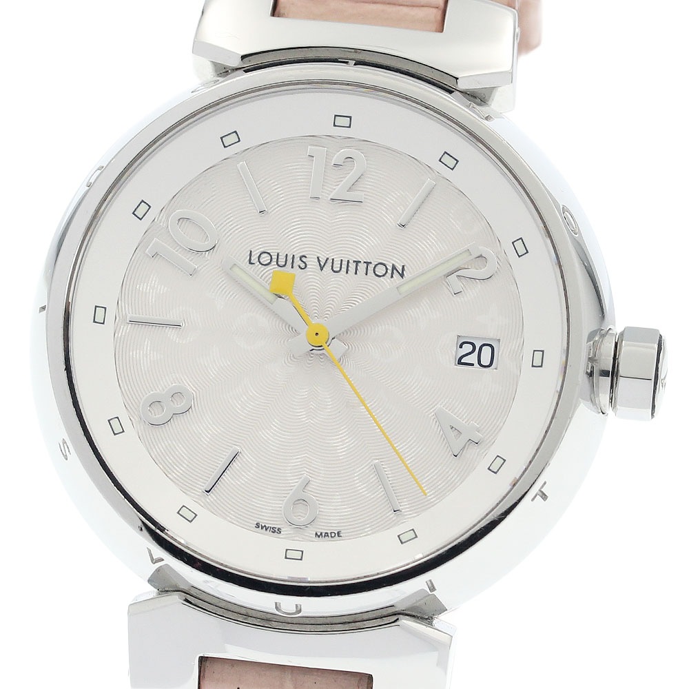 ルイ・ヴィトン LOUIS VUITTON Q1313 タンブール ホログラム デイト クォーツ レディース 箱・保証書付き_944120【中古】