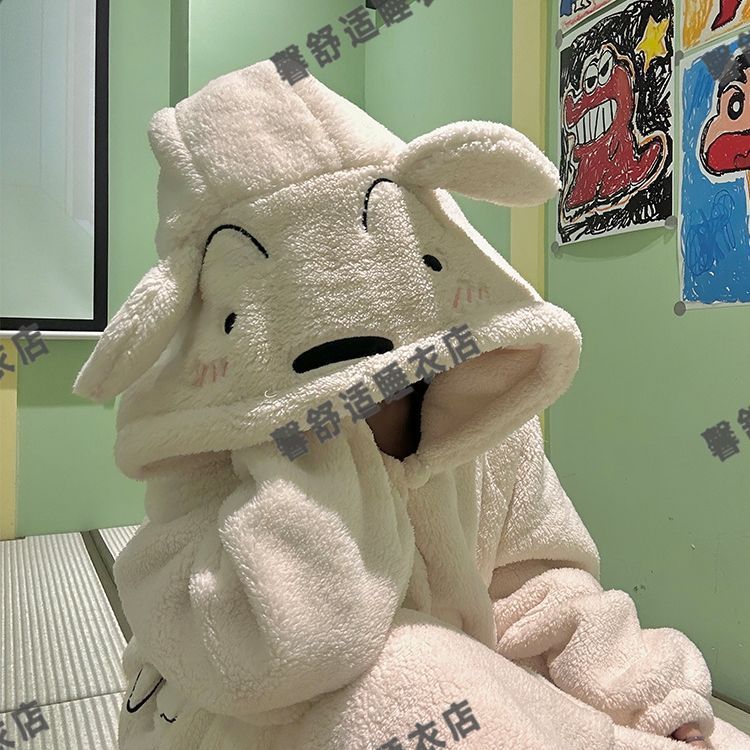 [限時優惠/最新デザイン]Warmnights * クレヨンしんちゃん白冬超厚手のぬいぐるみ柔らかいかわいいアニメパジャマセット