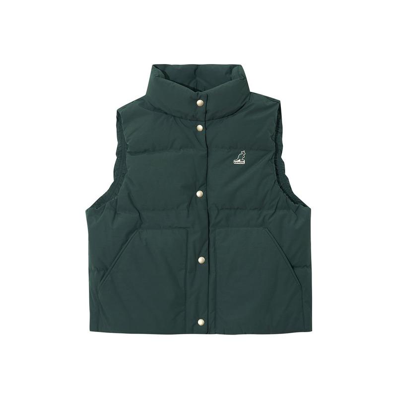 ウーマン スタンドカラー ダウンベスト 6144 ダークグリーン