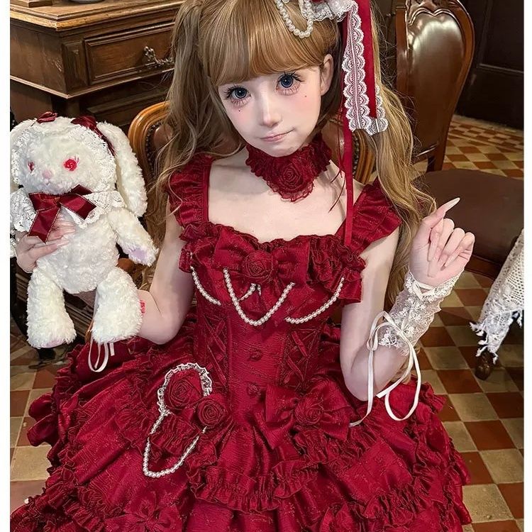 ロリータスカート ロリータ ババルーヤ JSK ドレス ドレス エレガント ロリータ コス プリンセス スカート 衣装 仮装 クリスマス ドレス クリスマスコスプレ