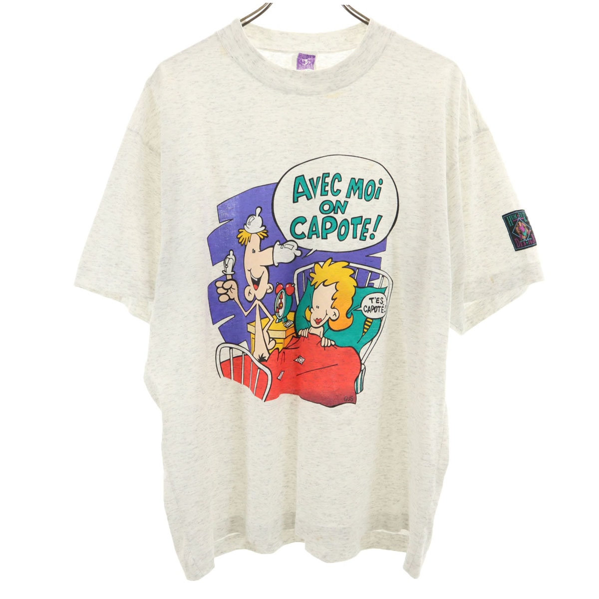 HUMEUR DESIGN 90s オールド コンドーム 半袖 Tシャツ XL グレー メンズ 古着