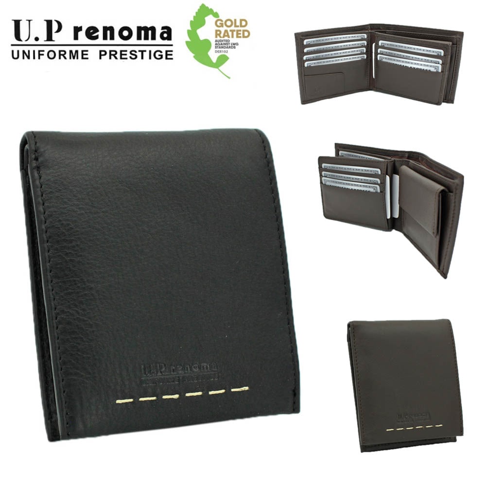 サイフ 財布 スケルトン中ベラ 二つ折り 札入れ メンズ 本牛革 ブランド U.P renoma 61R674 小銭入れ カード入れ ソフト レザー 化粧箱入り ギフト プレゼント お祝い