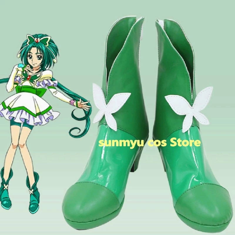 Yes！プリキュア5 GoGo！秋元 こまち キュアミント コスプレ靴 ブーツ