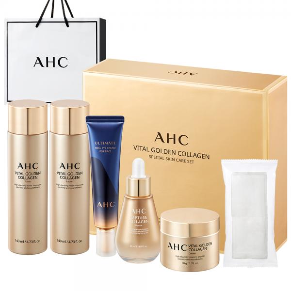 AHCバイタルゴールデンコラーゲンスペシャル基礎化粧品スキンケア5点セット+ショッピングバッグ AHC 바이탈 골든 콜라겐 스페셜 기초화장품 스킨케어 5종 세트+쇼핑백