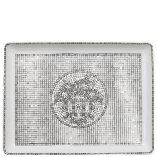 エルメス HERMES 食器 スクエアプレート 寿司プレート 磁器 プラチナ プラチナ 角皿 035089P 【箱】【中古】
