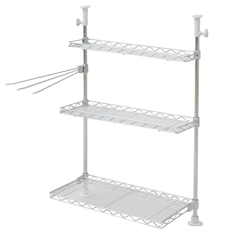 【即納】山善(YAMAZEN) シンク上突っ張りキッチンラック(幅45) クロムシルバーTKRO-453*