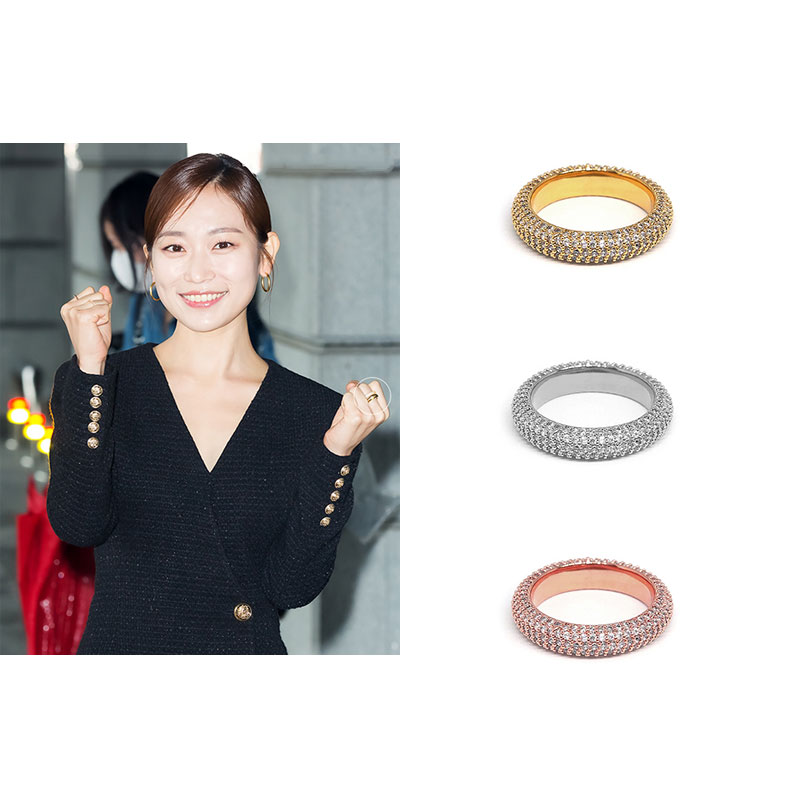 [キムスルギ着用] パベストーンボールドドーナツ指輪/韓国ファッション/韓国ファッションスタイル/韓国ストリートファッション/SNSで人気/韓国の人気ブランド