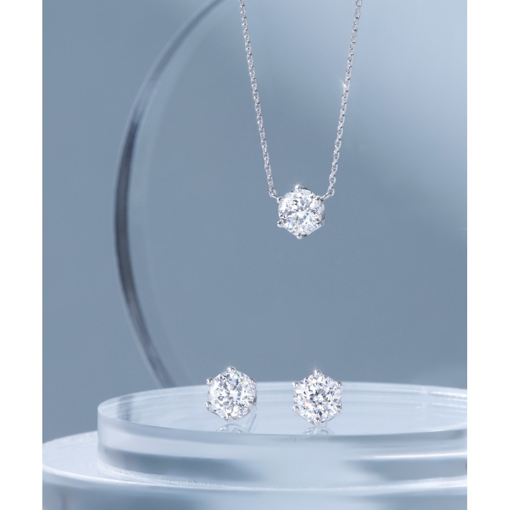 ジェスティーナホワイトモンドネックレス+イヤリングセット (SET-J0-0106)