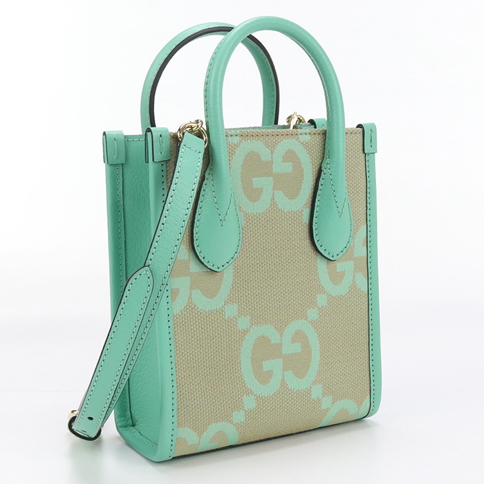 2WAYミニトートバッグ ジャンボGG GU88649 トートバッグ キャンバス/2WAYミニトートバッグ グリーン【中古】 レディース