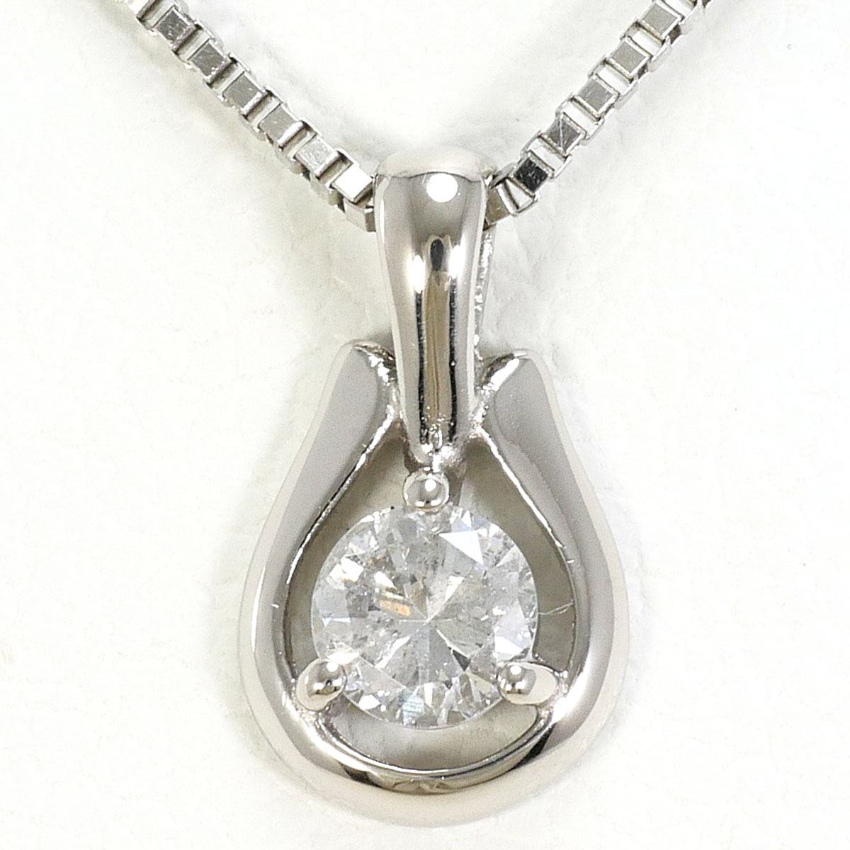 PT900 プラチナ PT850 プラチナ ネックレス ダイヤモンド 0.15ct 総重量約2.0g 約40cm 中古