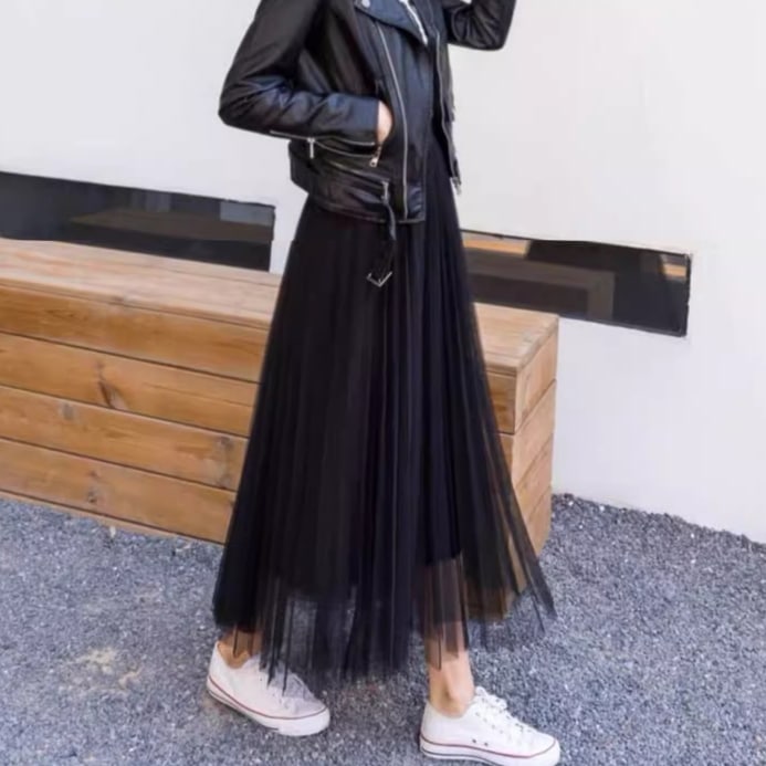 スカート ロングスカート プリーツスカート フレアスカート ミモレ丈 フレア Aライン プリーツ チュール シフォン ハイウエスト ウエストゴム 透け感 薄手 かわいい 大人可愛い 大人 上品