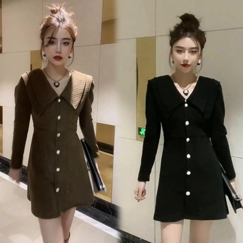 女性用Vネックボトミングワンピース