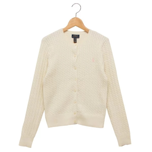 カーディガン ケーブルニット コットン カーディガン ホワイト レディース キッズ 313543047 012
