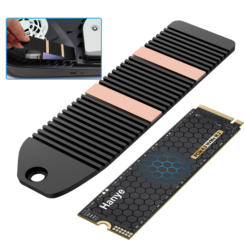 Hanye 内蔵 SSD 2TB PCIe Gen4x4 M.2 NVMe 2280 ヒートシンク付き 新型PS5/PS5動作確認済み R:7200MB/s W:6300MB/s HE80 国内5年保
