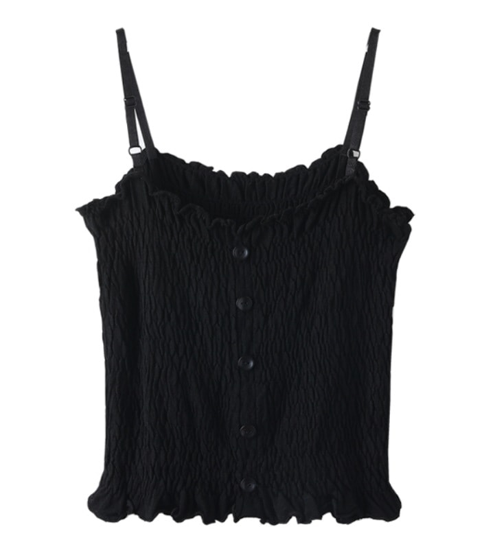 トップス デート モテアイテム キャミソール ノースリーブ 無地 コットン ギャザー 可愛い きれいめ 上品 おしゃれ かっこいい 可愛い ラブリー キュート ガーリー クール モード系