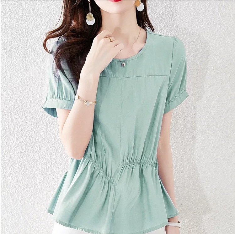 カジュアル半袖トップス ロング丈トップス 春カジュアルトップス パステルカラートップス トップス シャツ プルオーバー ロング ロング丈 袖あり 半袖 5分袖 五分袖 Uネック ラウンドネック スリム