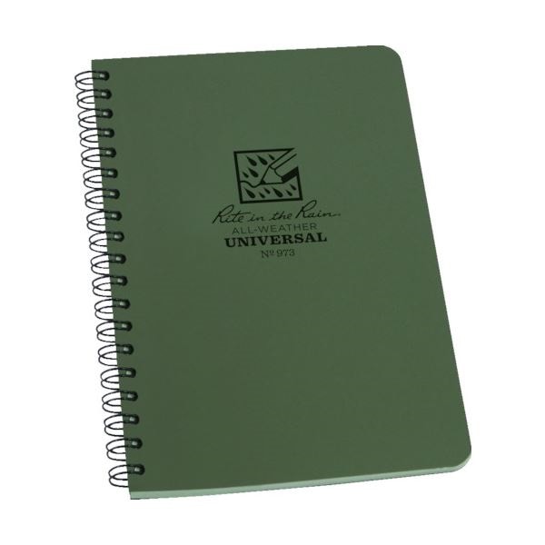 （まとめ）ライトインザレインスパイラルノートブック ユニバーサル グリーン 973 1冊 [x5]