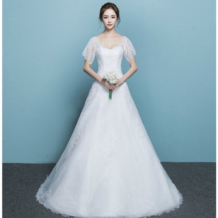 結婚式 安い ウェティグドレス 大きいサイズ ロングドレス Aラインドレス 二次会 海外挙式 花嫁 ドレス 花嫁 袖あり トレーン カジュアル 前撮り