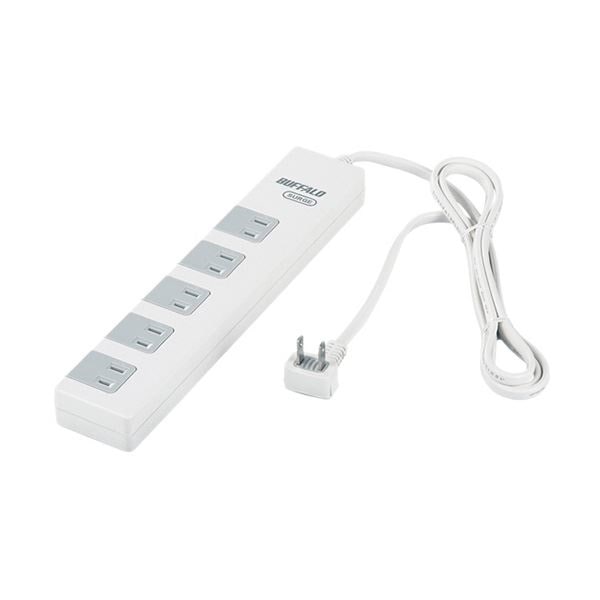 （まとめ） バッファロー 2ピン式電源タップ10個口タイプ 雷サージ防止/集中スイッチ付 ホワイト 1.5m BSTAPSD21015WH 1個 5セット